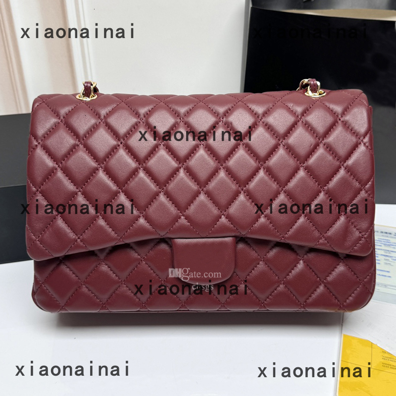 designer bag burgundy women shoulder Classic Maxi Flap Bag caviars leather Chain crossbody lambskin purse Jumbo quilted handbags
