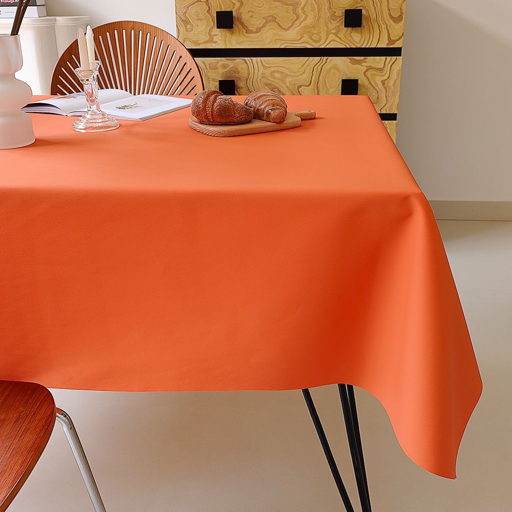 T0457 cream lambskin tablecloth oil-proof and waterproof advanced atmosphere sense wash-free solid color coffee table tablecloth anti-scalding rectang