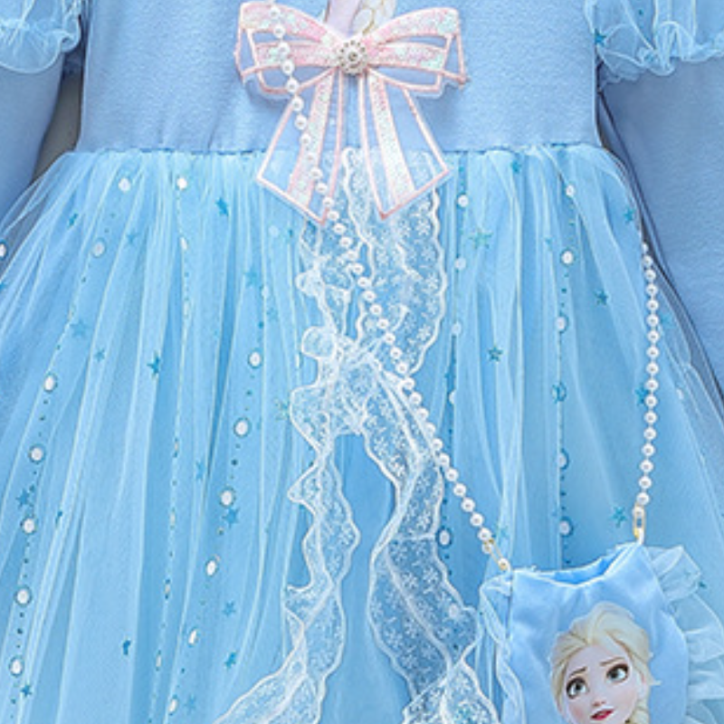 DISNEY Frozen Elsa princess Children's autumn dress kids designer clothes long sleeves and puffy skirt girl's dress