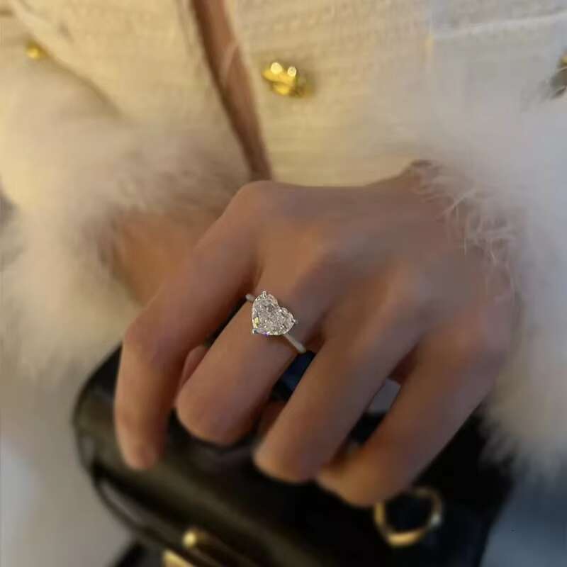 Valuable Heart Lab Diamond Ring 100% Real 925 Sterling Silver Engagement Wedding Band Rings for Women Bridal Promise Jewelry