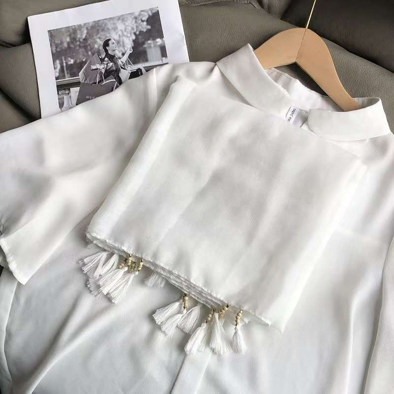 T631 cotton and linen scarf female summer sun protection shawl outer wear thin solid color wooden beads oversized scarf air-conditioned room neck prot