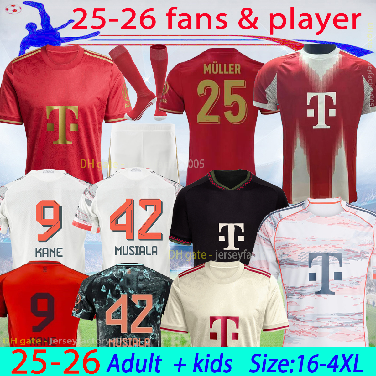 2025 Player version BAYERNS 125th Soccer jersey man MANE JOAO CANCELO KANE MUSIALA kit SANE COMAN GNABRY DAVIES MULLER 25 26 away kids kit Football shirt 16-4XL