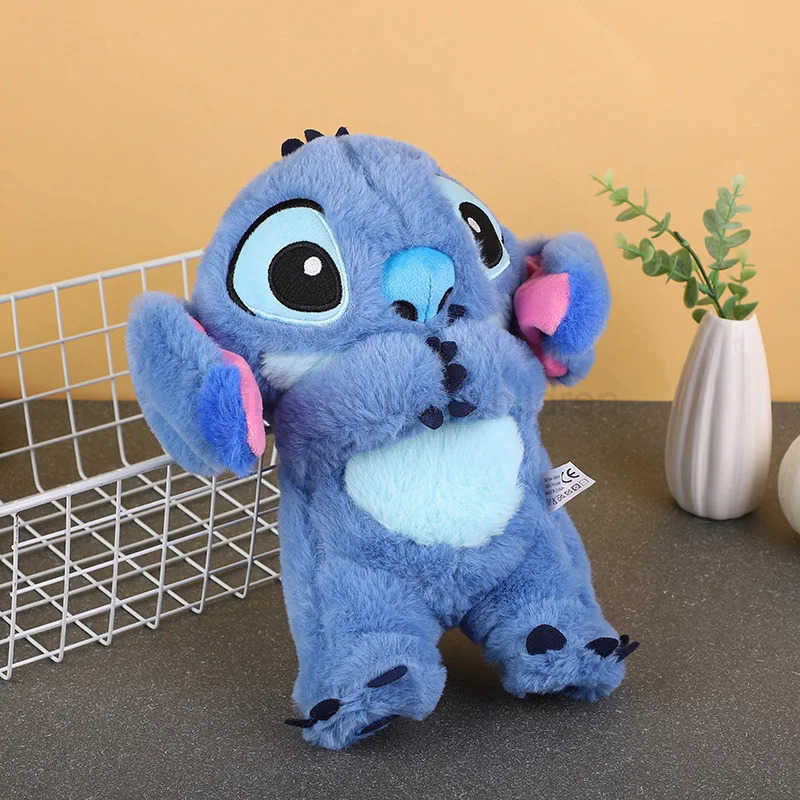 Disney New Lilo Stitch Plush Doll Breathing Children Peluche Kawaii Soothes Toy Animation Baby Music Light Sleep Toy Pink Stitching Childrens Gift W25