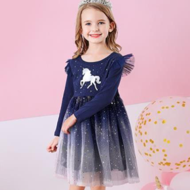 DISNEY kids designer clothes Frozen Princess Elsa Girls' dress children's spring and autumn skirt little girl's long-sleeved princess d
