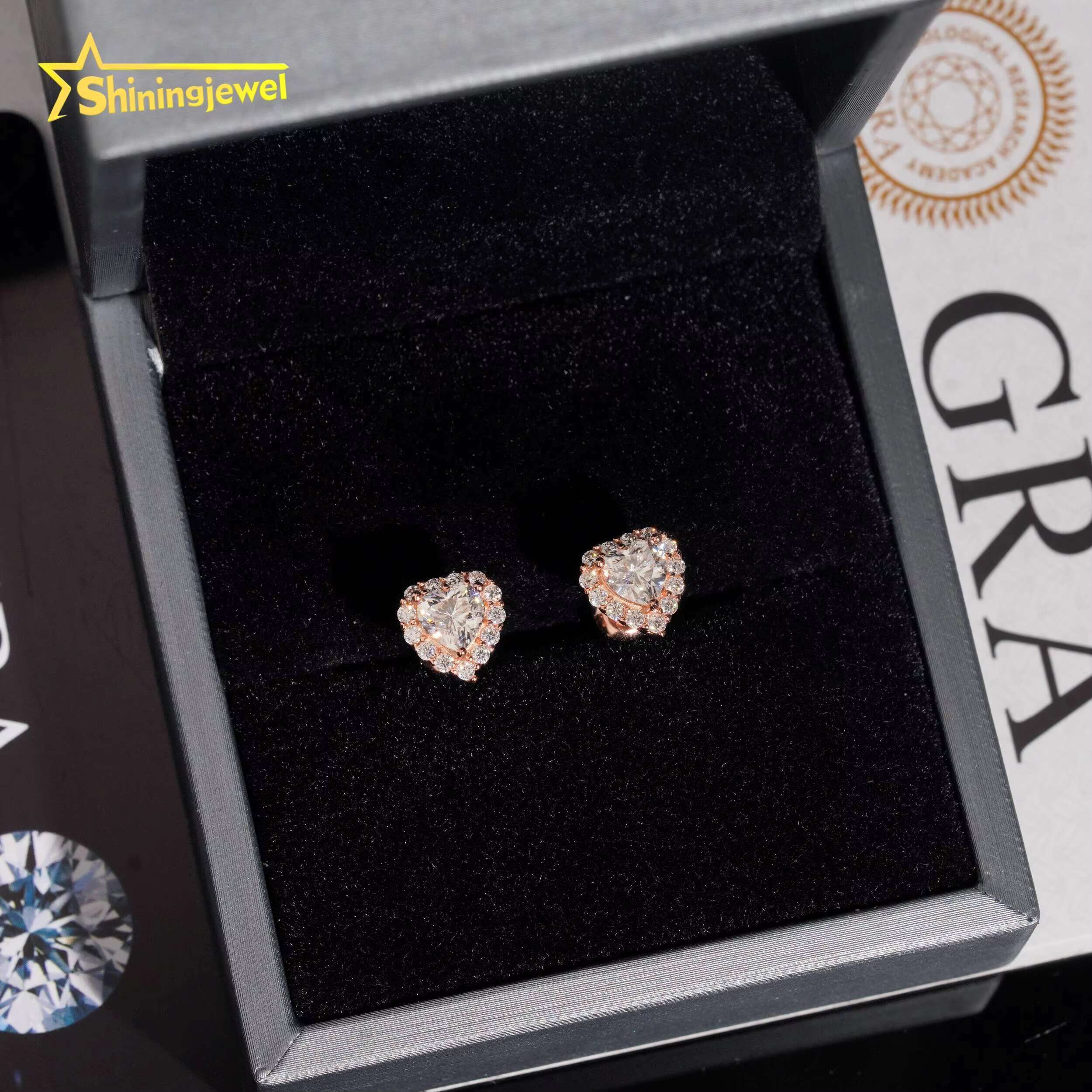 Hip Hop Jewelry 925 Sterling Silver Gold Plated Iced Out VVS Custom Diamond Moissanite Stud Earring Men Earrings