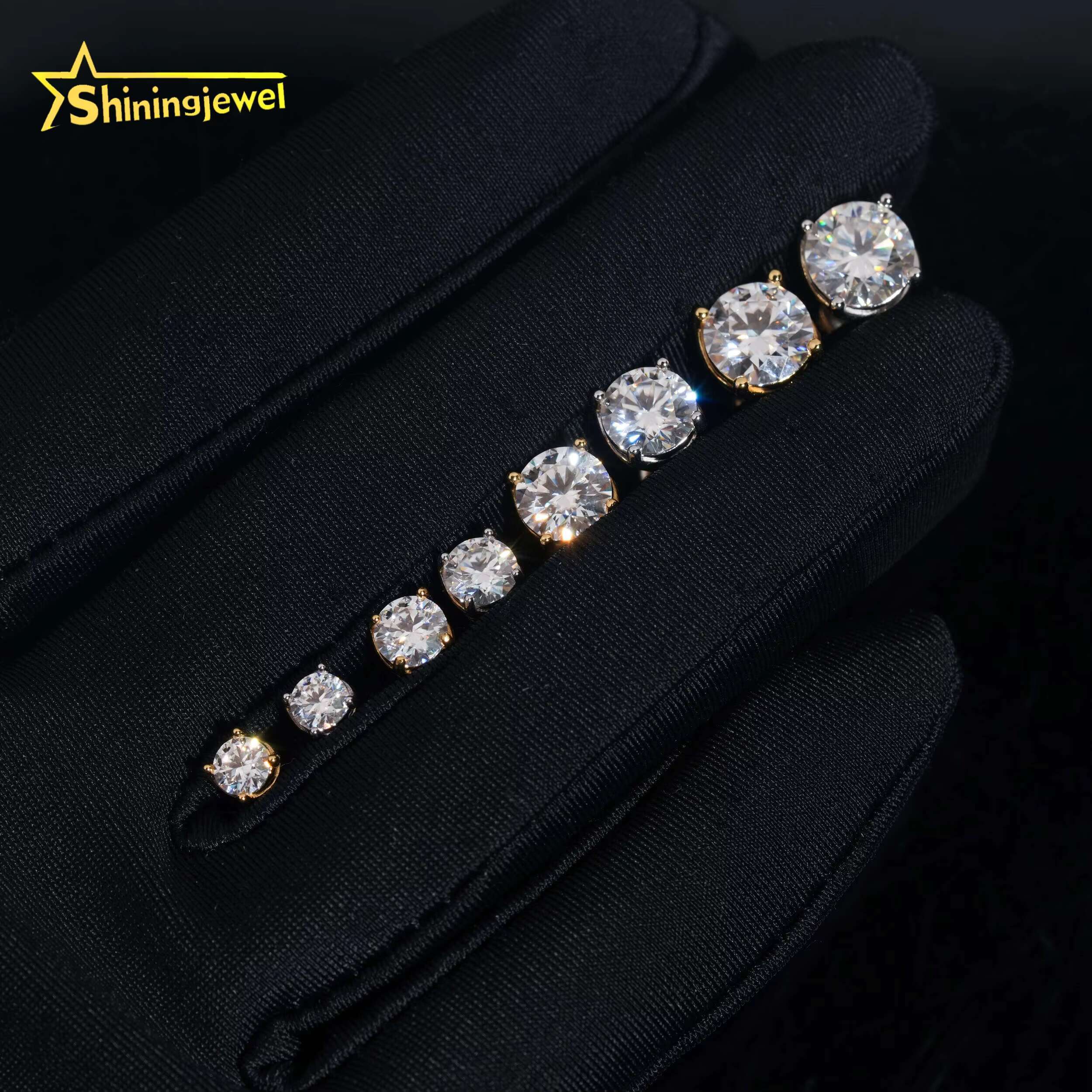 Factory Price Classic 4 Prongs 4MM 5MM 6.5MM 7.5MM Round Moissanite Earrings Iced Out Men Women Earrings Moissanite Jewelry
