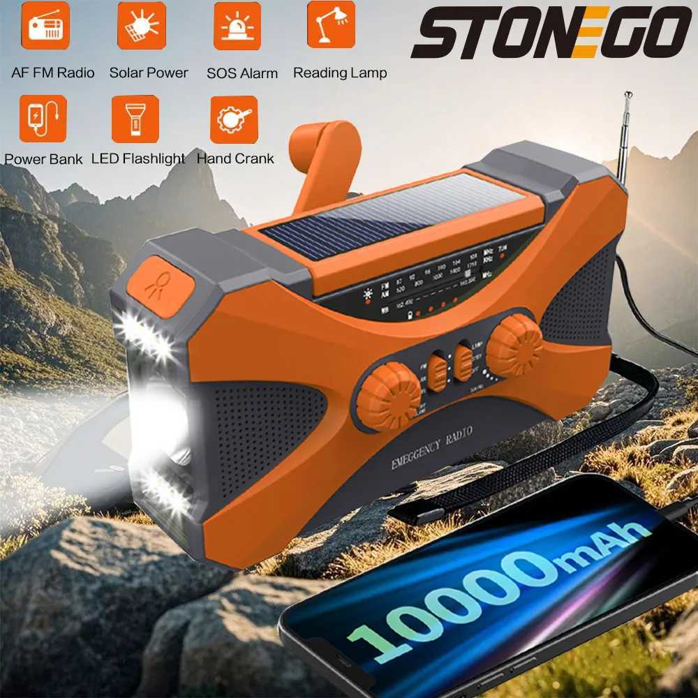 Multifunctional 10000mAh Solar Crank Radio AM/FM/NOAA Weather Alert Dual Stereo Speakers Phone Charger LED Torch SOS Alarm X250505