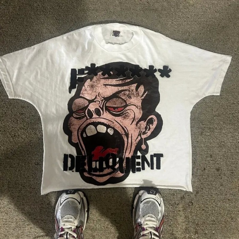 Men's T Shirts Y2K Harajuku Shirt Woman Tees Hip Hop Gothic Graphic Print Oversized Cotton Tshirt Punk Short Sleeved Streetwear Casual Tops