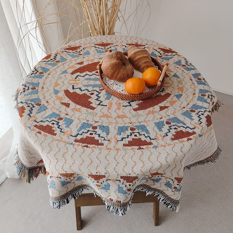 XX0400 multifunctional woven tablecloth retro ethnic style round table square table cloth table mat can be used as sofa cover blanket