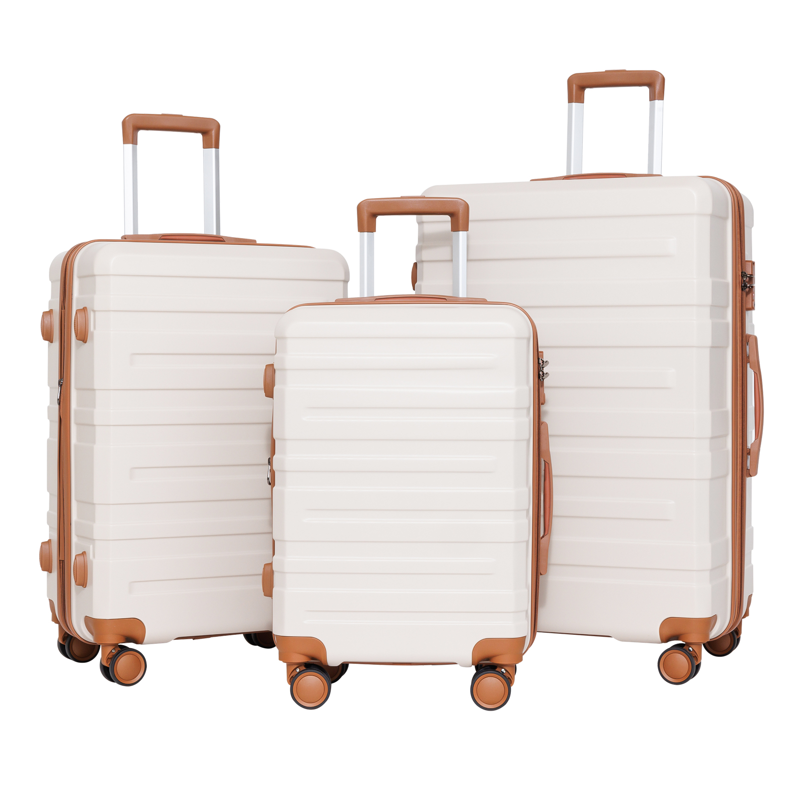 3piece set 202428 inches lightweight durable and expandable carryon suitcase tsa lock essential for family and personal travel white