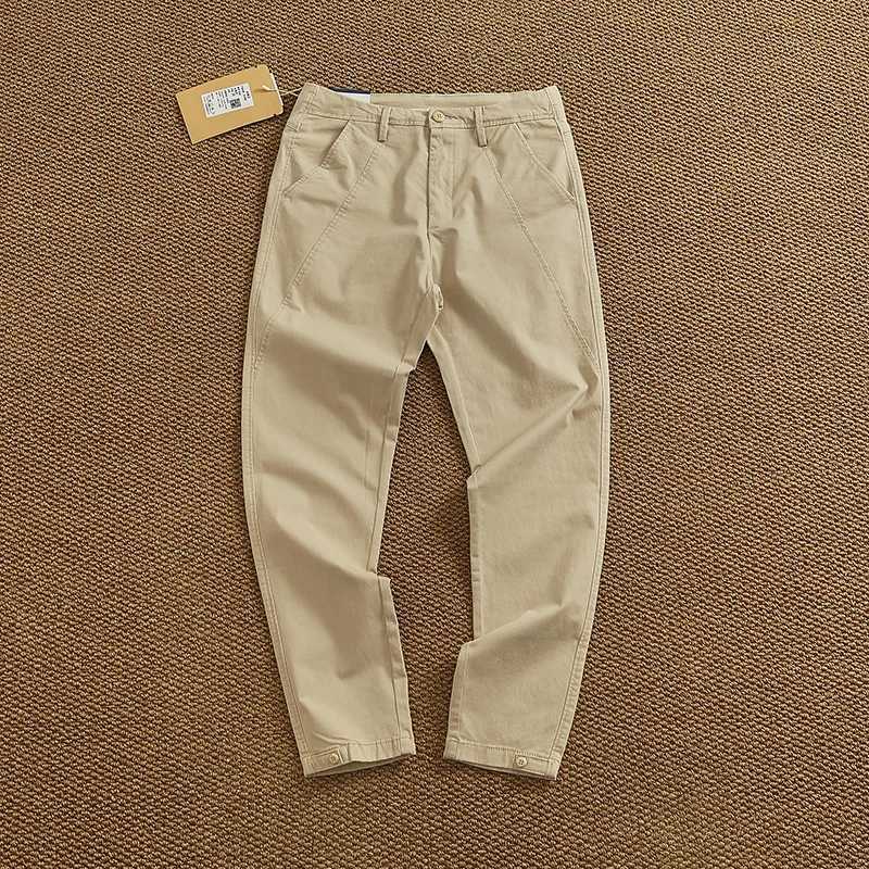 Mens slim fit elastic tapered pants - elastic business casual cleaning and washing drag pants (spring and summer trend Chino) W250505