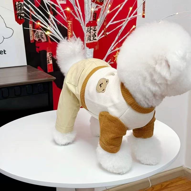 T00137 Dog clothes spring and summer Japanese workwear vest pet traction schnauzer bichon shiba inu trendy work jacket