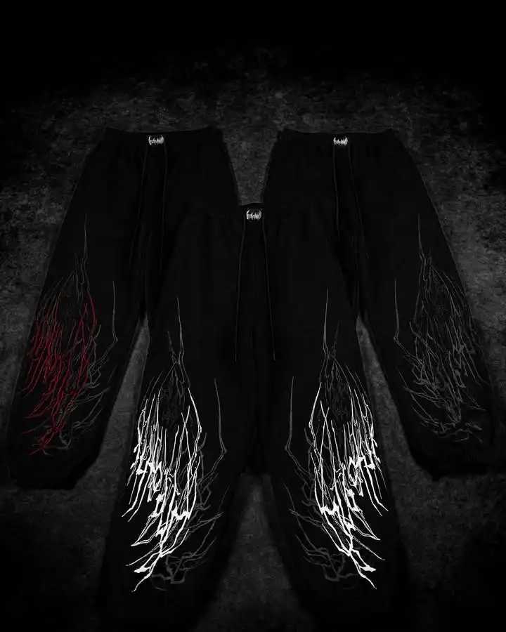 Dark breathable Divinity striped track suit mens Gothic casual sports runner hip-hop street fashion couple street sports pants W250505