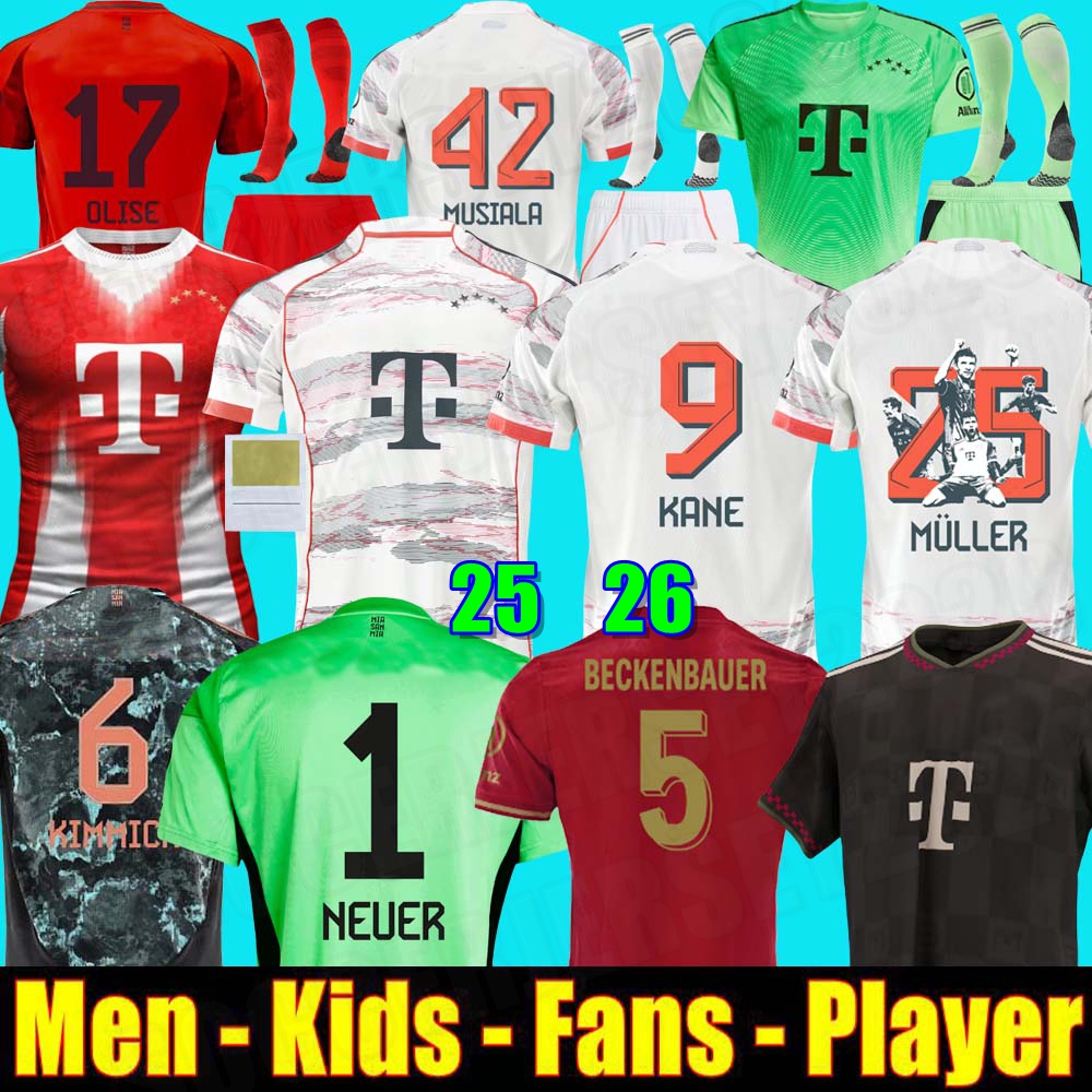 24 25 26 soccer jersey SANE 2025 football shirt GNABRY camisa de futebol KIMMICH fans player Kit Neuer KANE BayernS OLISE Munich 125-Year Anniversary Beckenbauer 999