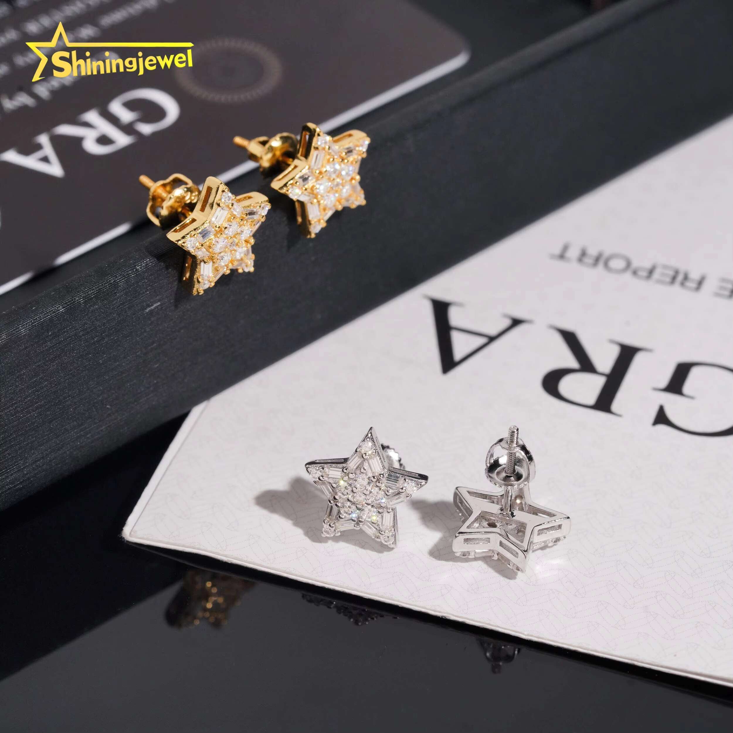Fashion Pass Diamond Tester Stocks 925 Sterling Silver Iced Out Hip Hop Jewelry Custom VVS Diamond Moissanite Stud Earrings