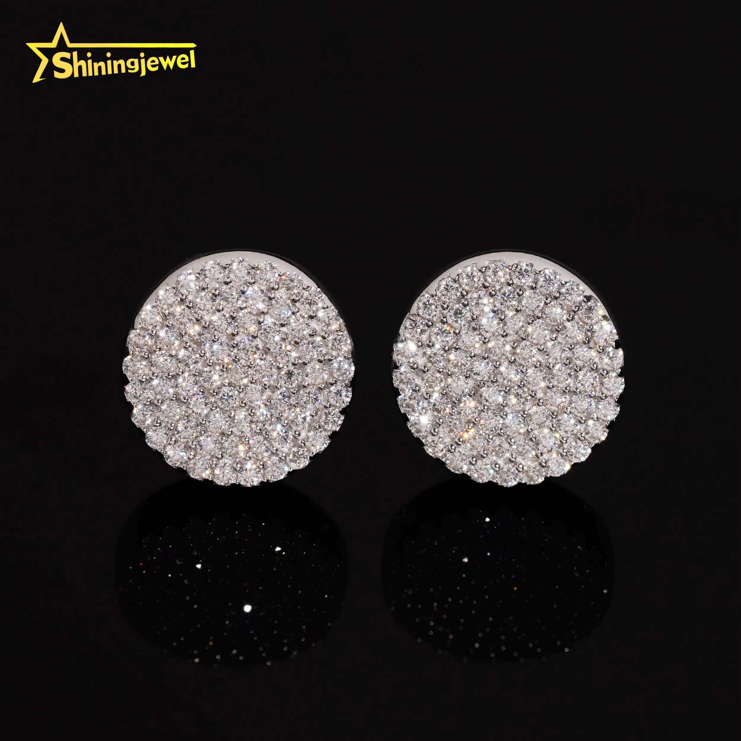 High Grade Fine Jewelry 925 Sterling Silver Iced Out Hip Hop Jewelry VVS Fashion Diamond Moissanite Stud Earrings