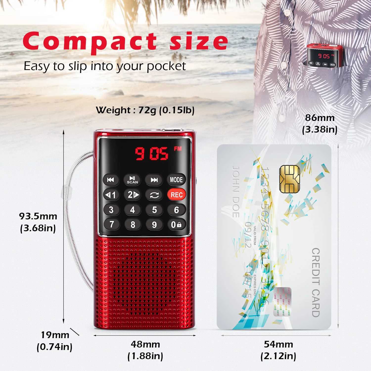 New Mini Portable Pocket FM Radio Handheld MP3 Walkman Radios with Recorder Rechargeable Battery For Walkman Go Hiking X250505