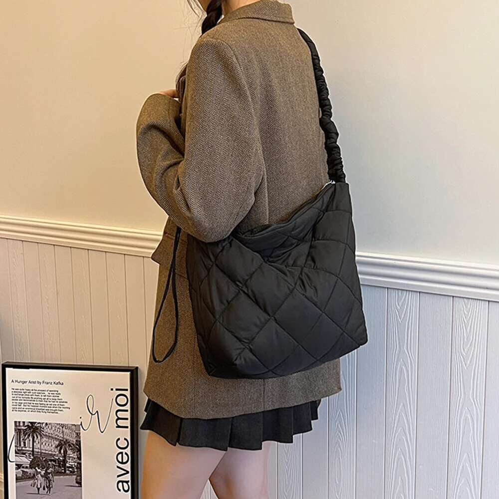 ddmy Cross New Quilted Body for Women Handbags Large Puffer Tote Shoulder Bag Cotton Padded Pleated Puffy Shopping Women's Bags 's