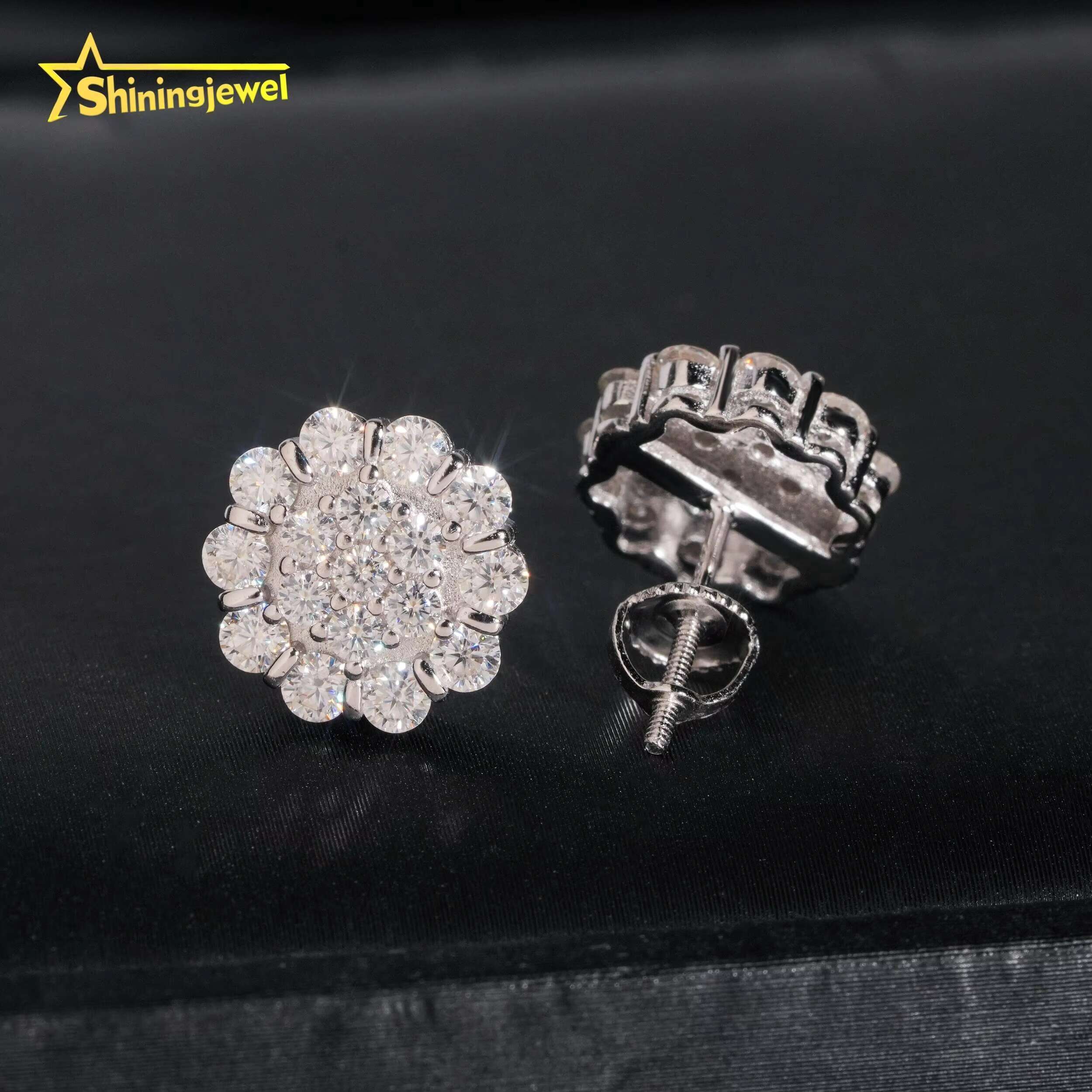Fashion Jewelry Factory Price Iced Out Diamond Hip Hop S925 Sterling Silver Men Moissanite Earring