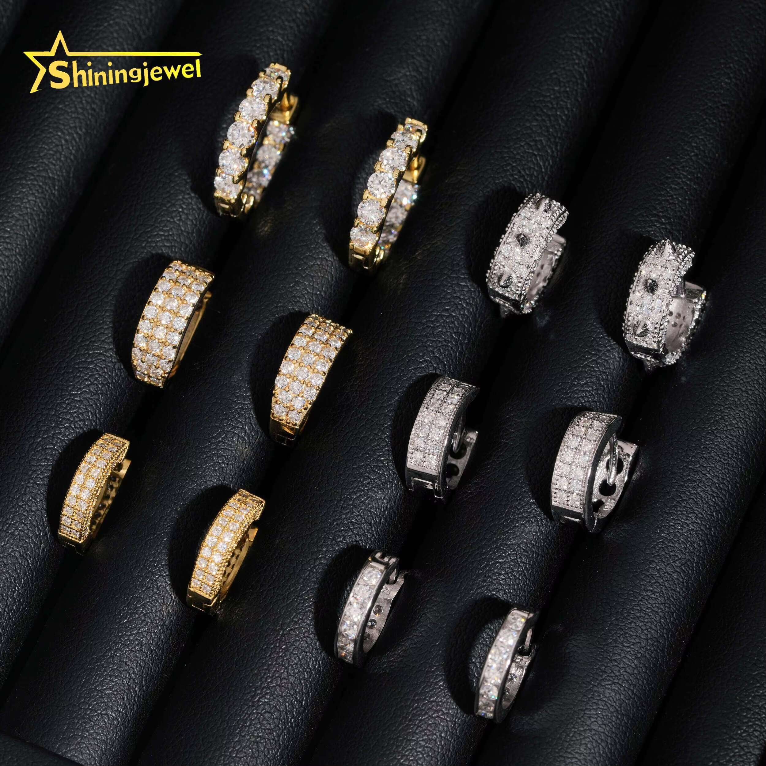 Hip Hop Jewelry Men Women Earrings Moissanite Pass Diamond Tester Custom Hoop Moissanite Earrings 925 Sterling Silver