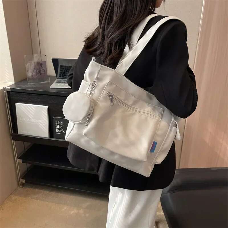 ddmy Unisex Large Capacity Tote with Coin Purse, College Style Middle School Student Schoolbag Casual Crossbody Shoulder Bag Purse,