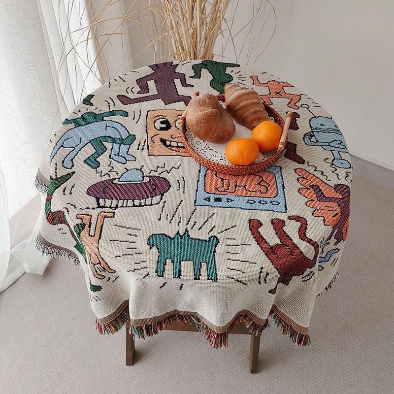 XX0400 multifunctional woven tablecloth retro ethnic style round table square table cloth table mat can be used as sofa cover blanket