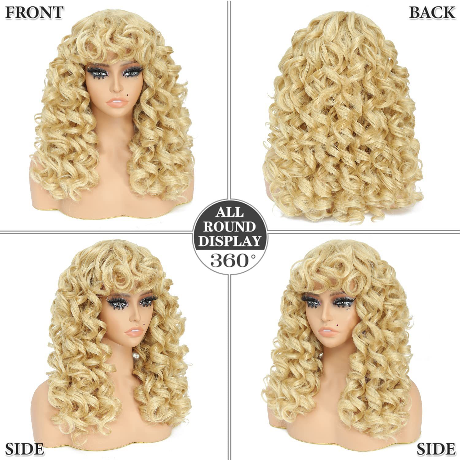 wig New womens fashionable synthetic fiber headband with black fringe short curly wigs