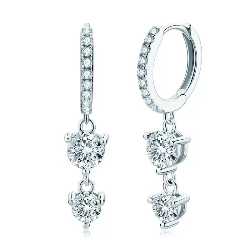 100% 925 Sterling Silver 0.5ct Heart Shaped Moissanite Dangle Hoop Earrings for Women Wedding Party Birthday Lovely Gift Jewelry