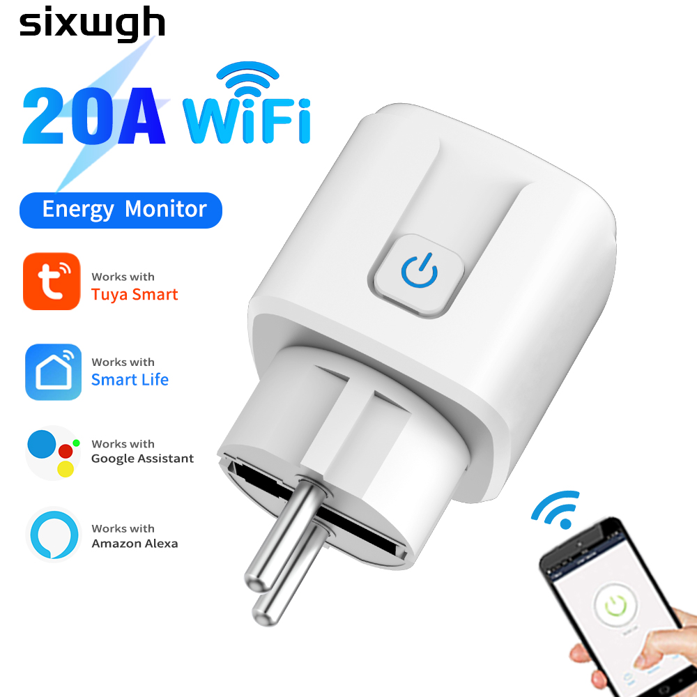Smart Home Socket WiFi 20A EU Plug Outlet Remote Control Timer Power Monitor Support Voice Google Home Alexa