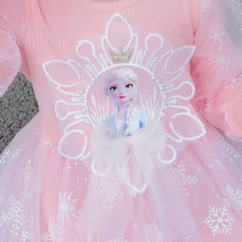 DISNEY Frozen Princess Elsa dress kids designer clothes Princess Girls' Autumn Long Sleeve Girls' Net Satin clothes