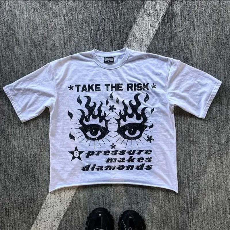 Men's T Shirts Y2K Harajuku Shirt Woman Tees Hip Hop Gothic Graphic Print Oversized Cotton Tshirt Punk Short Sleeved Streetwear Casual Tops