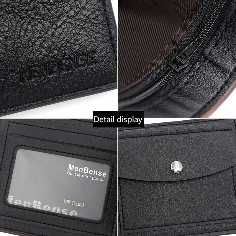 Slim Men Wallets New Short Zipper Card Photo Holder Male Purse Simple Coin Pocket High Quality PU Leather Men's Wallet