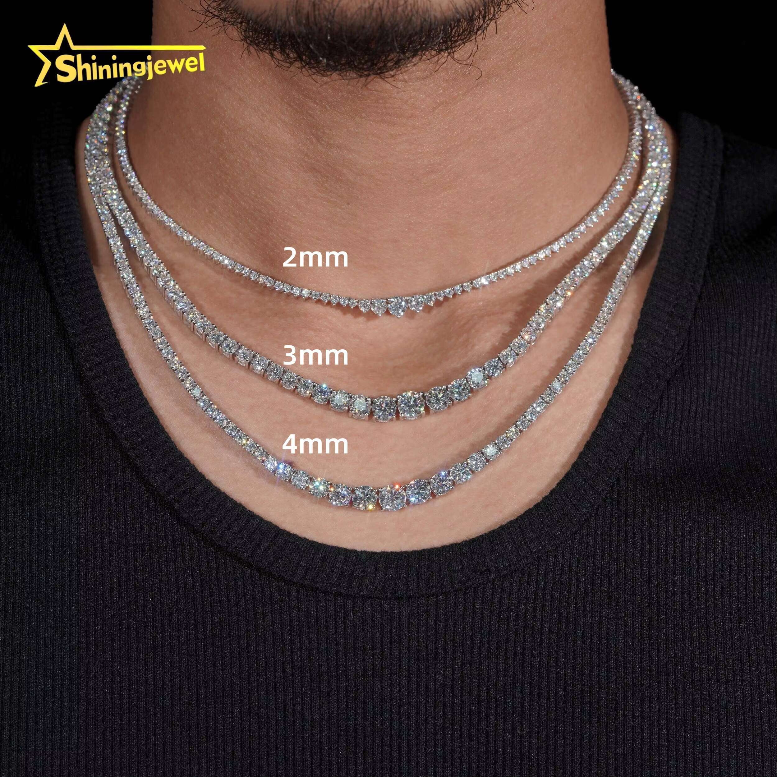Fine Jewelry 925 Sterling Silver Fashion Women 2mm 3mm 4mm Gradual VVS Moissanite Tennis Chain