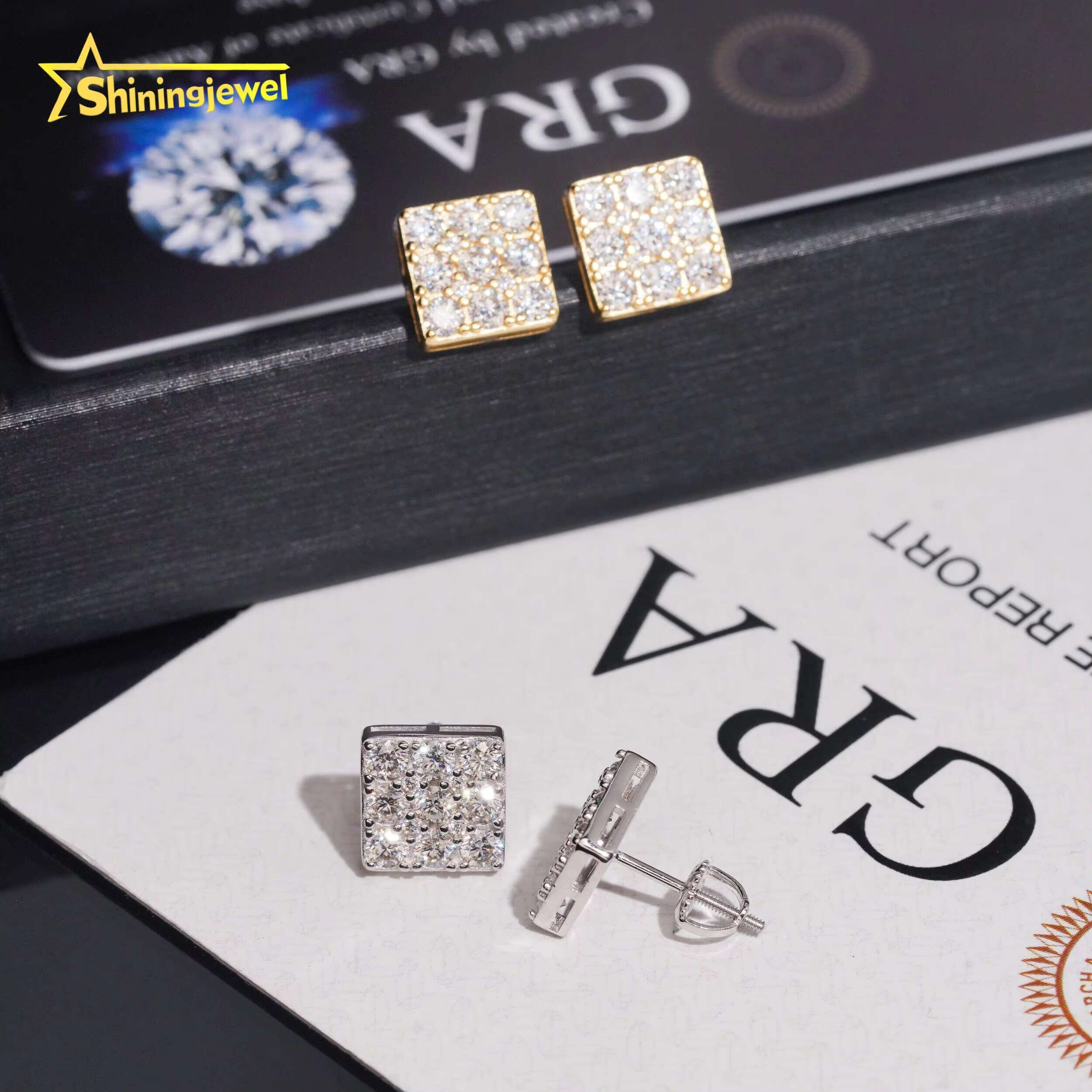 Luxury Jewelry Pass Tester Stocks 925 Sterling Silver VVS Sparkling Diamond Custom Moissanite Stud Earring Men Earrings