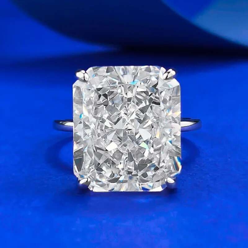 Radiant Cut 8ct Lab Diamond Ring 100% Real 925 Sterling Silver Engagement Wedding Band Rings for Women Promise Jewelry Gift
