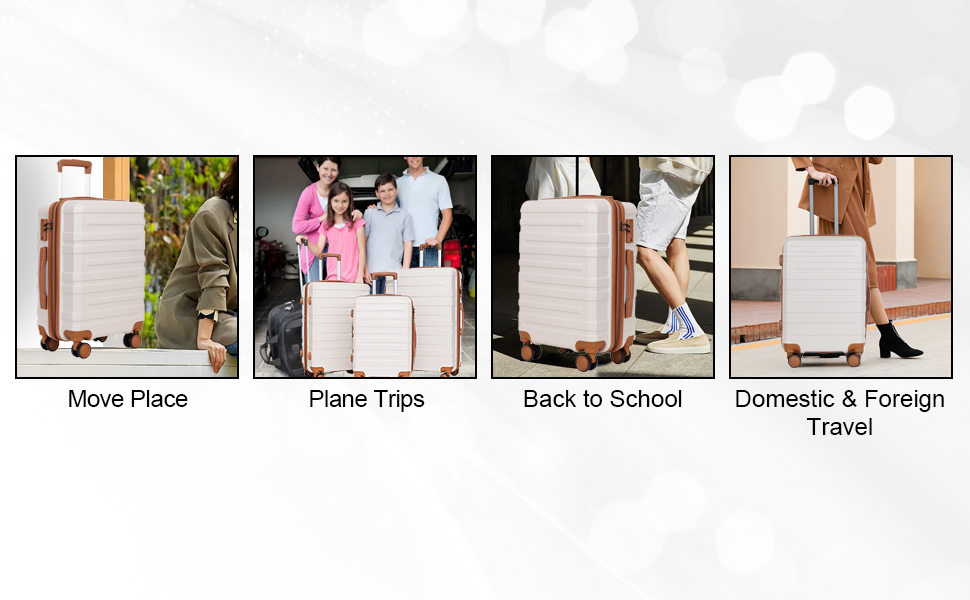3piece set 202428 inches lightweight durable and expandable carryon suitcase tsa lock essential for family and personal travel white