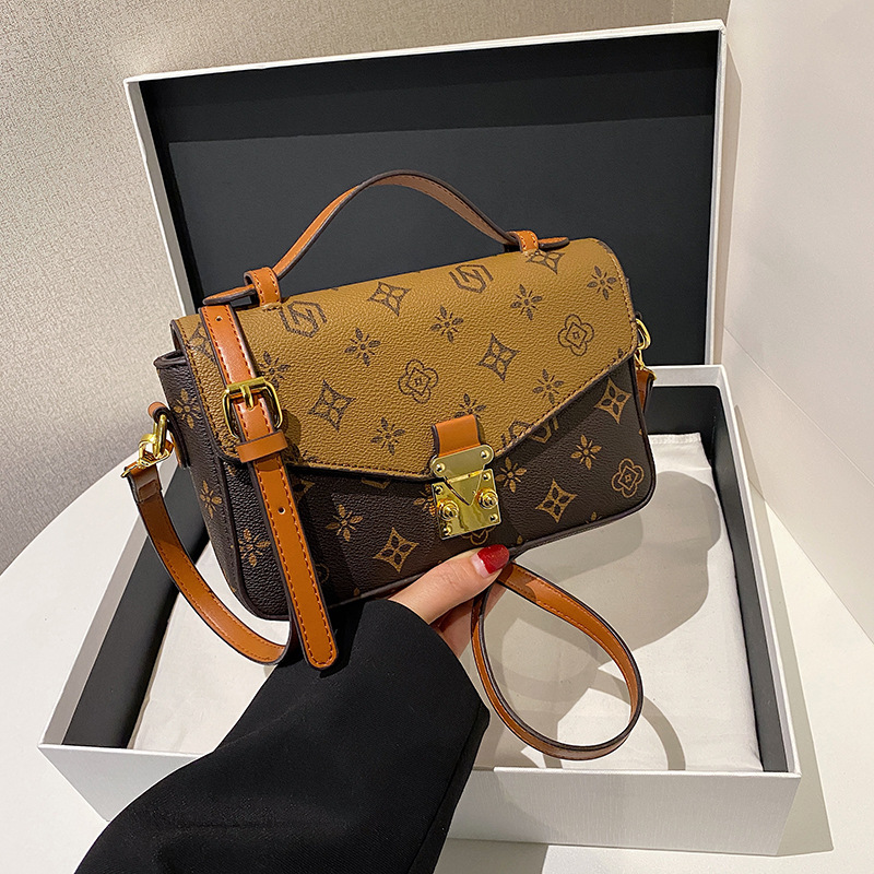 2025 Best-Selling Designer-Curated Square Bag Women's Crossbody Purse - Artistic Floral Print Shoulder & Top Handle Bag with Textured Vegan Leath