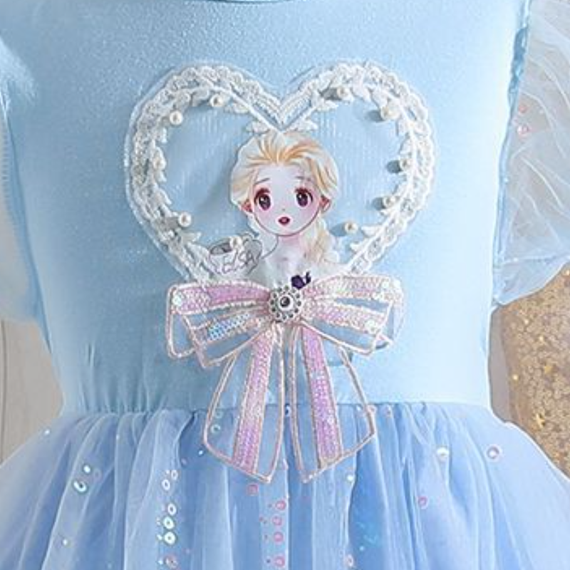 DISNEY Elsa princess dress kids designer clothes baby designer Children's summer dress short sleeves mesh skirt