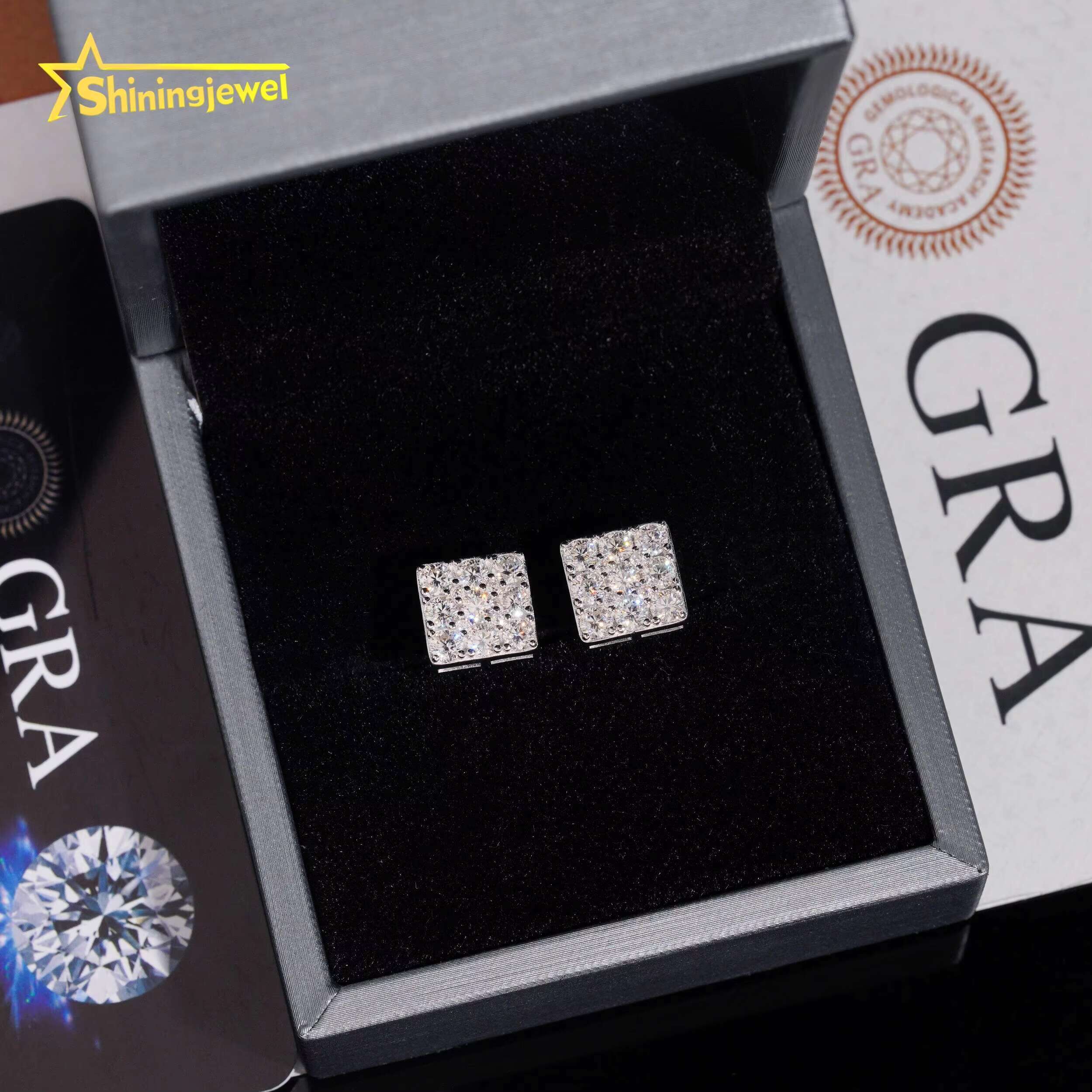 Luxury Jewelry Pass Tester Stocks 925 Sterling Silver VVS Sparkling Diamond Custom Moissanite Stud Earring Men Earrings