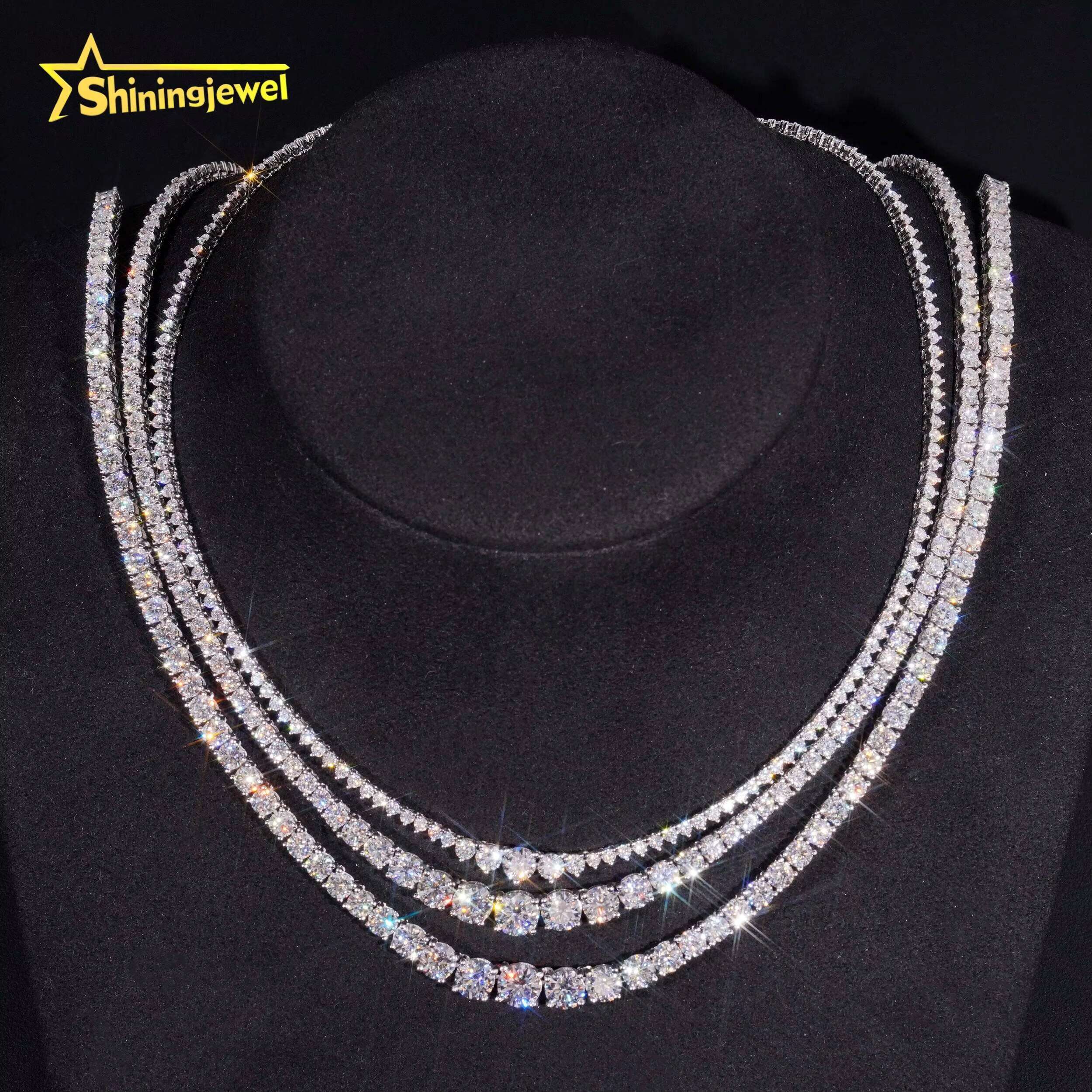 Fine Jewelry 925 Sterling Silver Fashion Women 2mm 3mm 4mm Gradual VVS Moissanite Tennis Chain