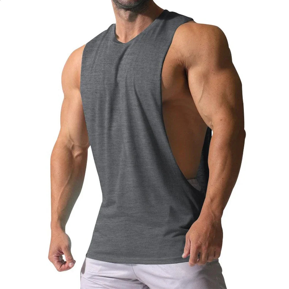 Mens Summer Fitness Tank Top Men Jogging Bodybuilding Sleeveless Shirt Breathable O-Neck Casual Male Vest Clothing 250428