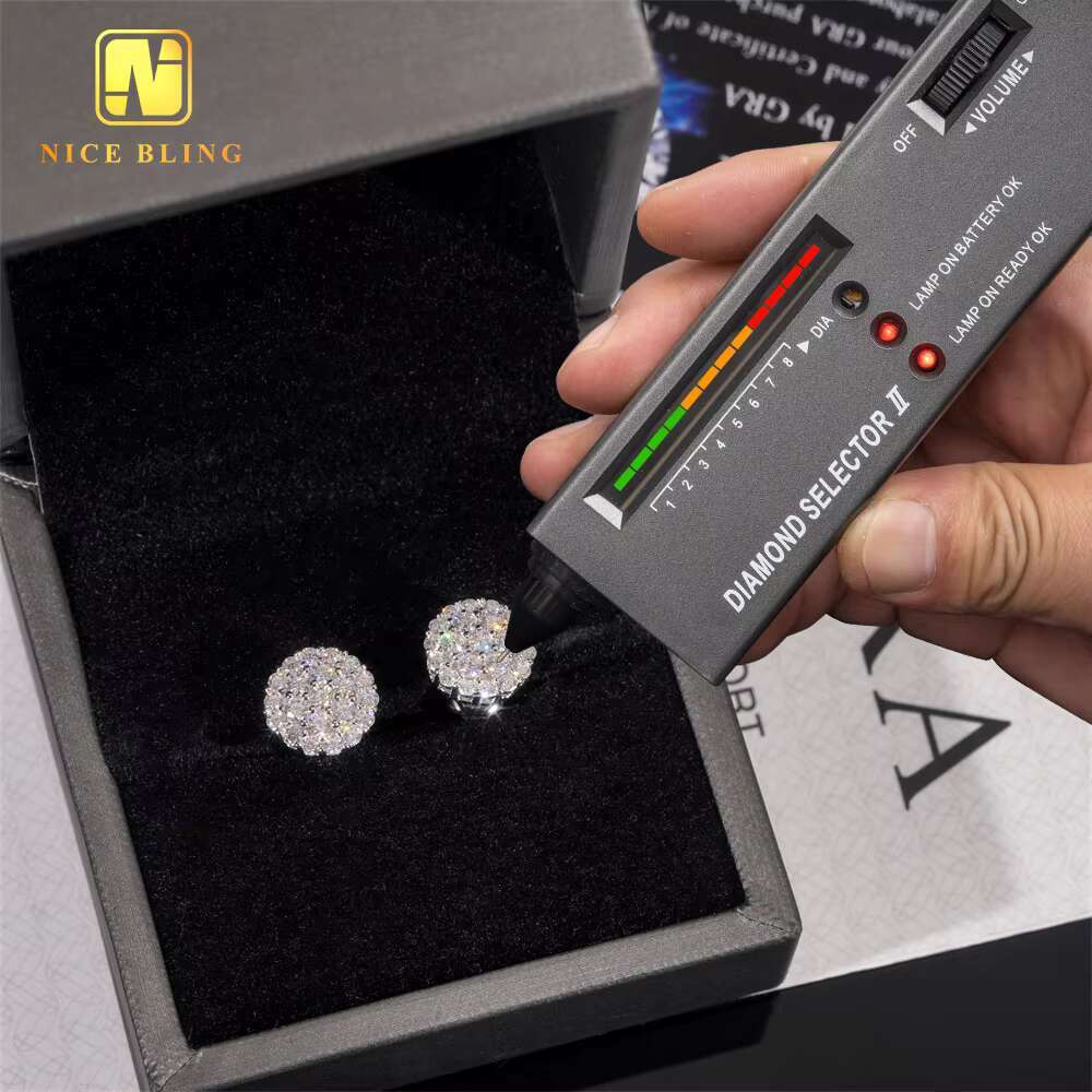 Shining Fashion Jewelry Earrings VVS Diamond Fully Iced Out 925 Silver Jewelry Moissanite Stud Earrings