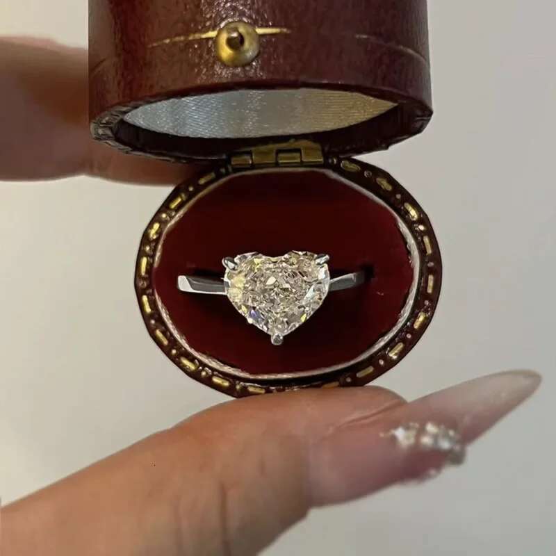 Valuable Heart Lab Diamond Ring 100% Real 925 Sterling Silver Engagement Wedding Band Rings for Women Bridal Promise Jewelry