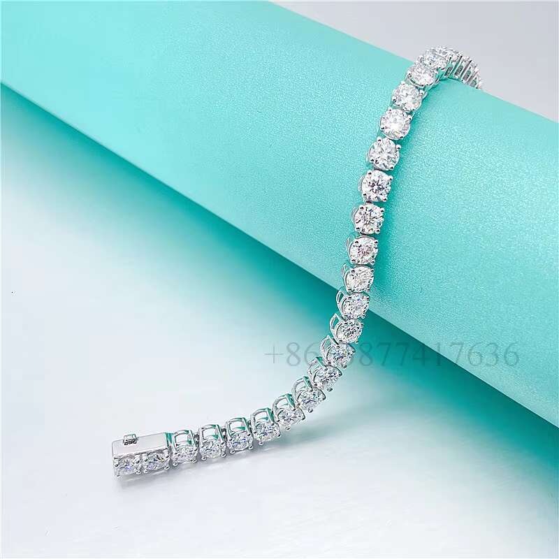 AU750 Authentic 18K White Gold Moissanite Jewelry Men Women Tennis Bracelet Gold Diamond
