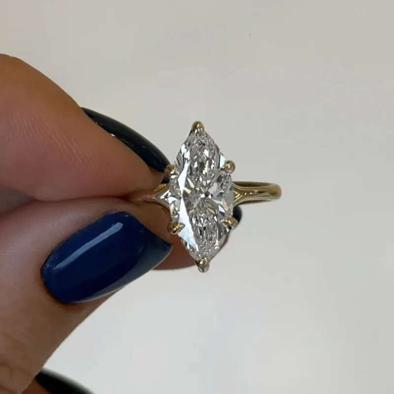 Vintage Marquise Cut Lab Diamond Ring 100% Real 925 Sterling Silver Engagement Wedding Band Rings for Women Promise Jewelry