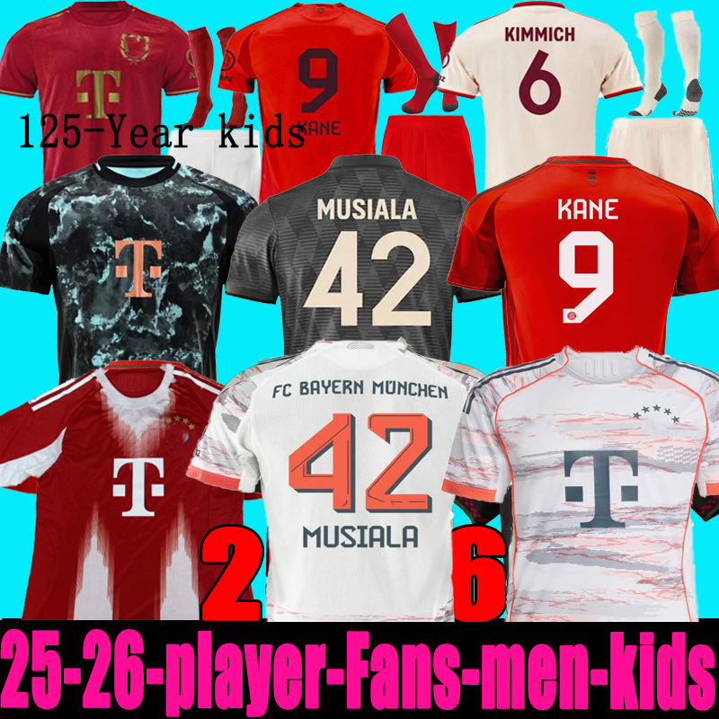 2025 BayernS KANE soccer jerseys SANE 24 2025 football shirt MUSIALA GORETZKA GNABRY BAYERNS mUNIch camisa de futebol men kids kits KIMMICH fans player sets 125 year