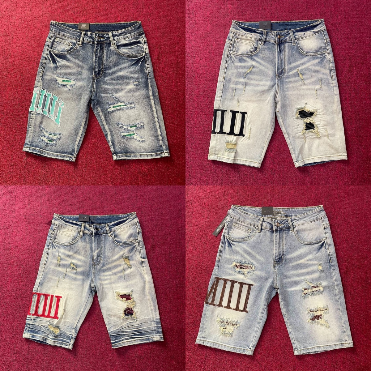 men designer short jeans mens locomotive hole embroidered unisex casual shorts amiribandana amirilies with tiger lettering fit jean pants