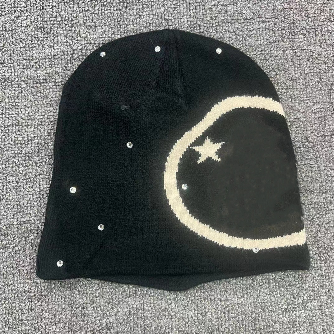 Letter Embroidered Beanie High Quality Diamond Hip Hop Fashion Beanie Unisex Designer Beanie Street Style Skull Cap Bonnet Tops High Street Retro Young Trend Beanie