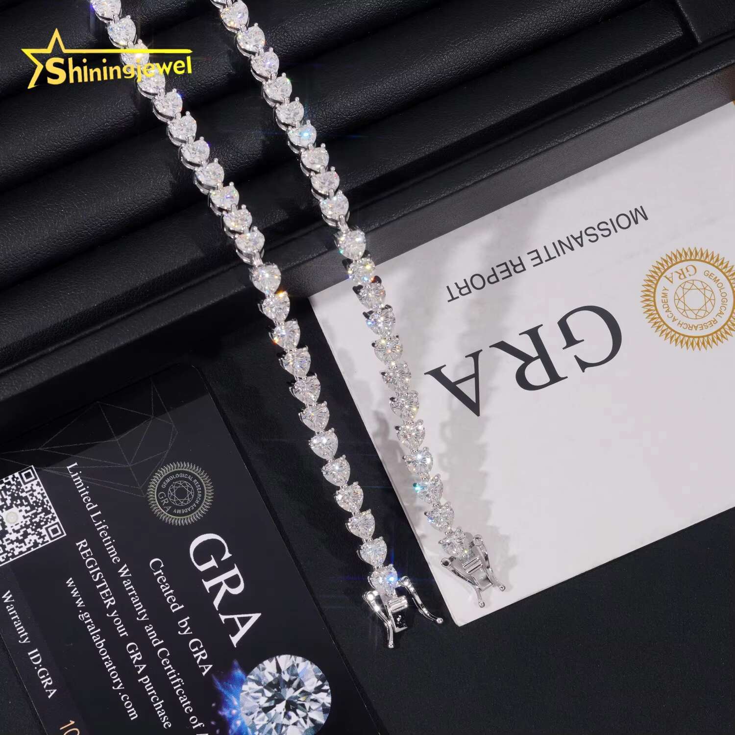 Trendy 925 Sterling Silver Heart Cut Moissanite Tennis Bracelet Iced Out Men Women Moissanite Bracelet Daily Wear