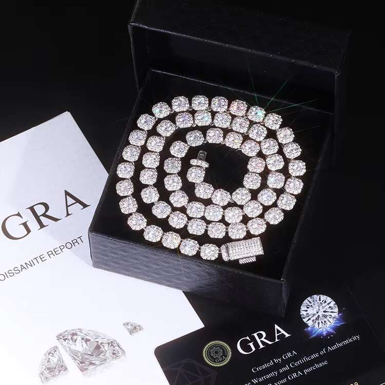 Luxury Yu Ying Tennis Chain Pendant in Shimmering Sterling Silver Embellished with Sparkling 8mm VVS Moissanite Stones